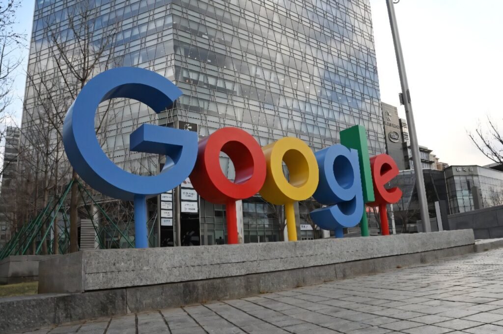 Google headquarters with legal gavel symbolizing antitrust appeal
