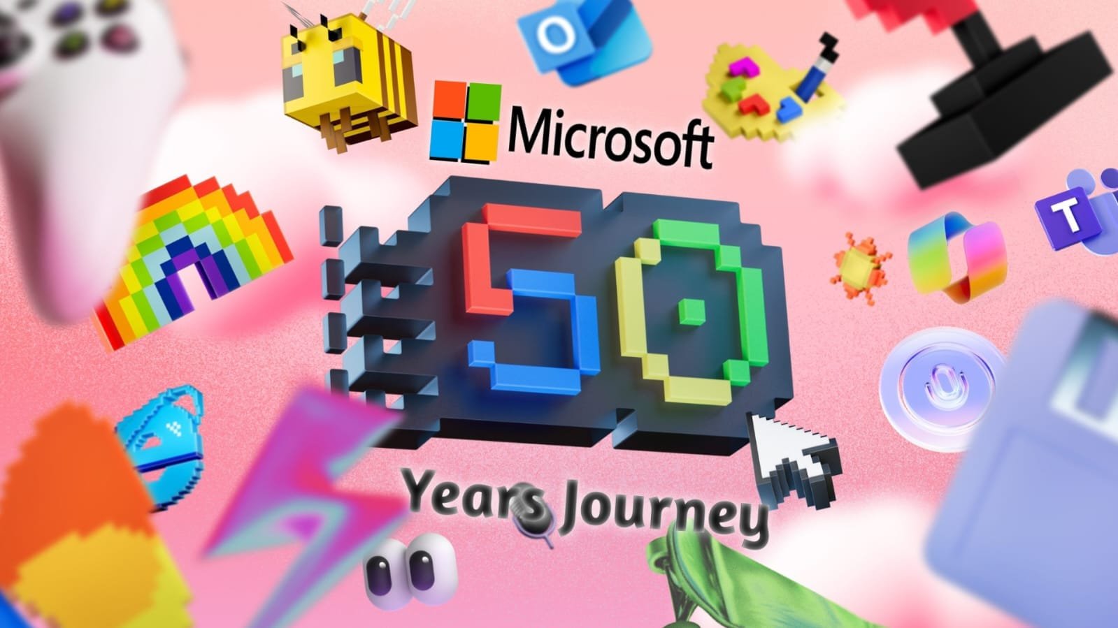 Microsoft celebrates 50 years of innovation with Copilot AI transforming the future of productivity.
