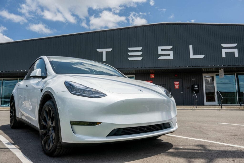 Tesla robotaxi on Austin streets during first ride
