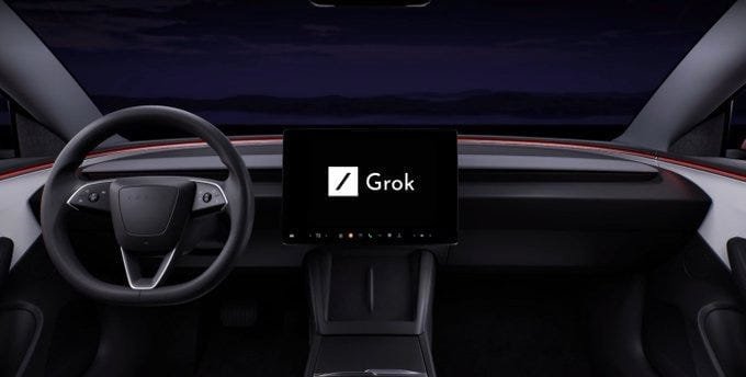 Grok AI assistant interface on Tesla car dashboard