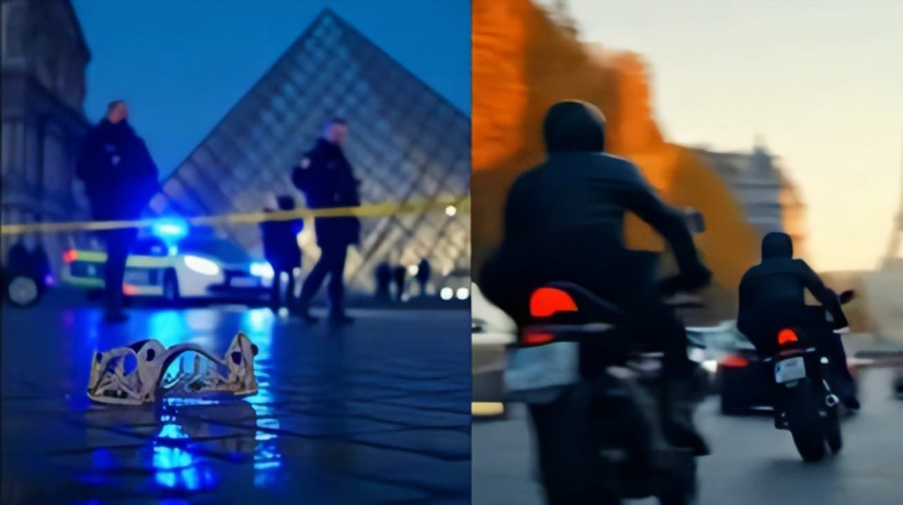 Louvre Museum in Paris used in the AI Louvre Heist video context