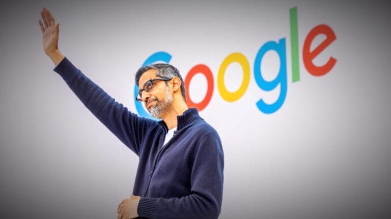 Google CEO Sundar Pichai explaining the concept of Vibe Coding and AI-assisted development.