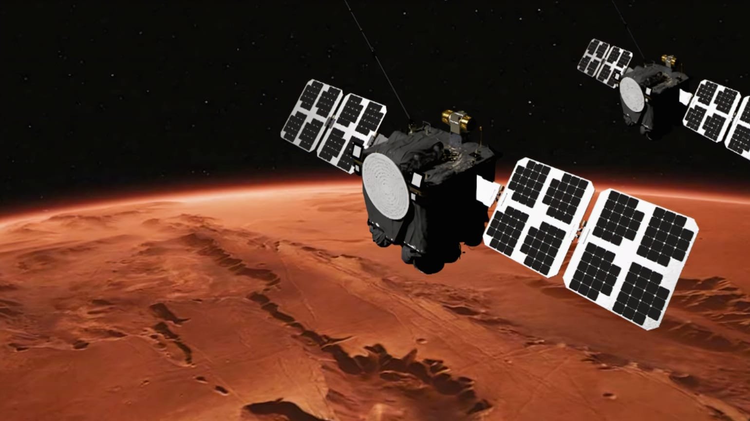 ESCAPADE Mars twin satellites orbiting the Red Planet to study atmospheric loss.