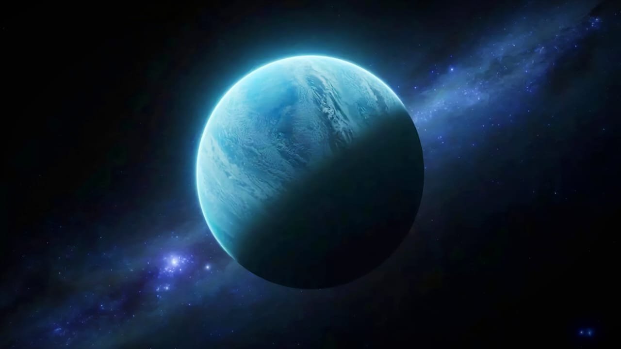 Illustration of Planet Nine orbiting beyond Neptune