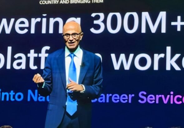 Satya Nadella discussing India AI adoption and the country’s leadership in the global AI race
