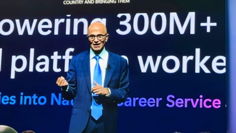 Satya Nadella discussing India AI adoption and the country’s leadership in the global AI race